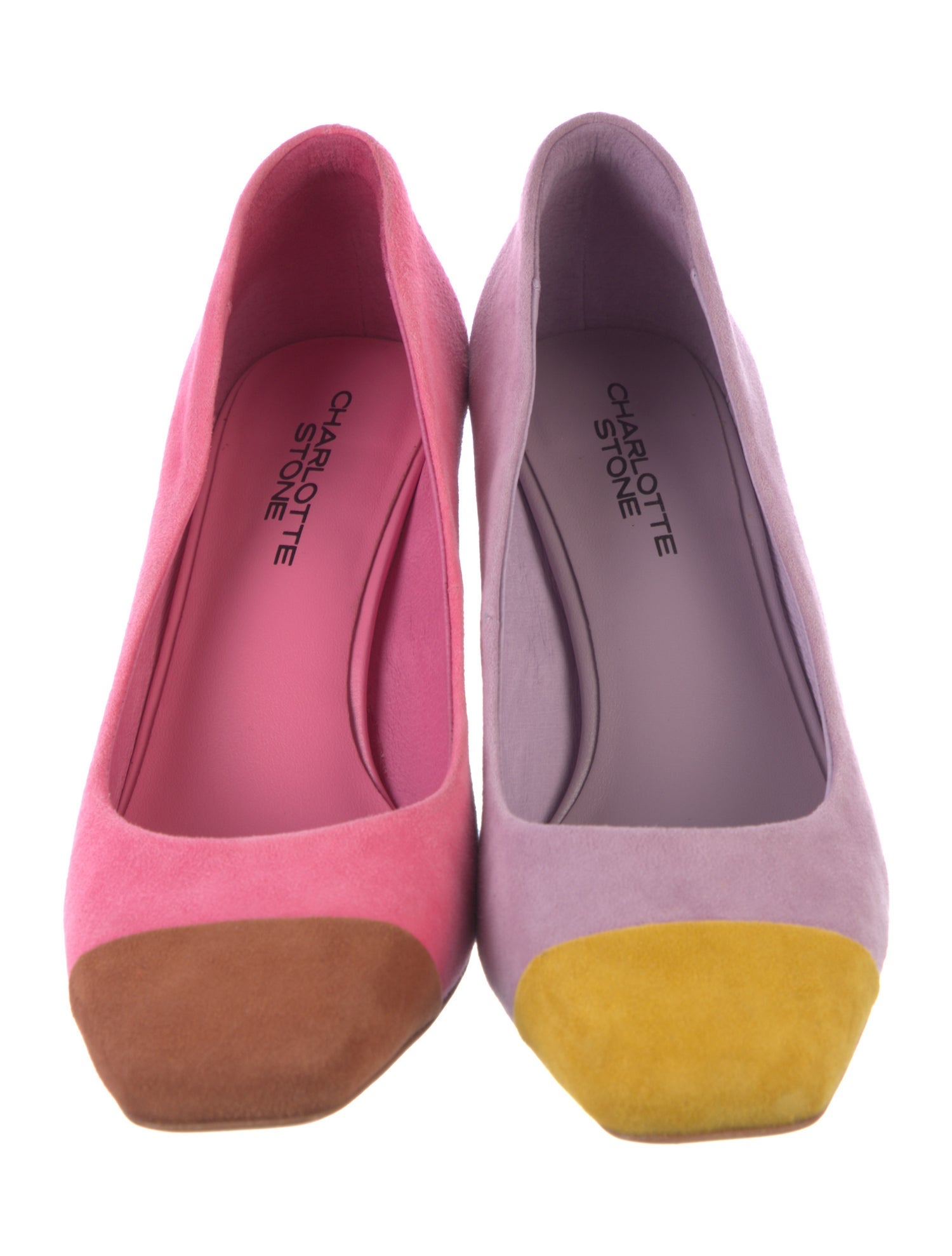 Charlotte Stone Suede Colorblock Pattern Pumps